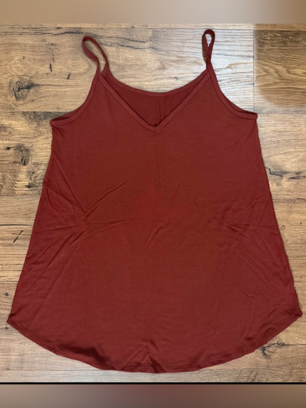 Zenana Outfitters Women's Rust V-Neck Spaghetti Strap Tank